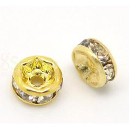 Rhinestone Rondells (5mm) - Gold Plated (60 pcs/pkt)