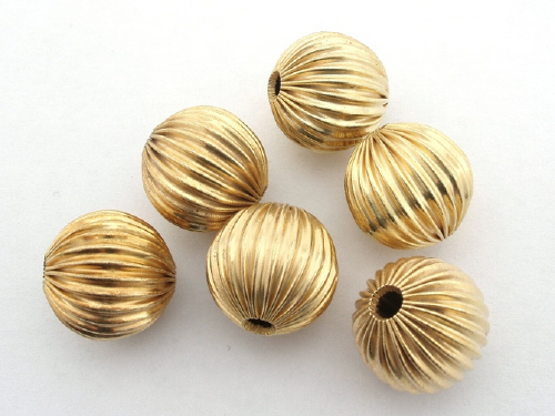 8mm Spiral Round Beads - Gold Plated