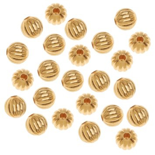 3 & 4mm Flutted Beads - Gold Plated