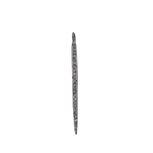 Pave Diamond Spike 40mm - Sterling Silver Antique Finish