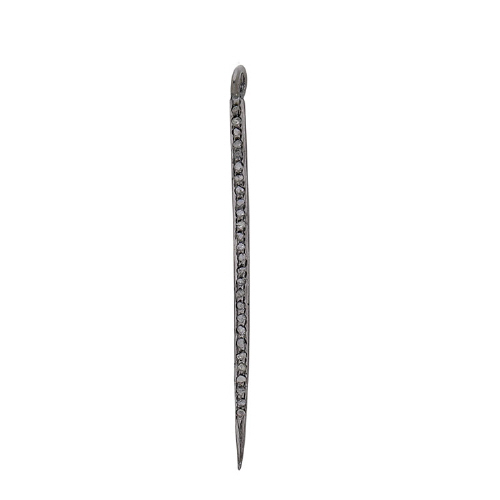 Pave Diamond Spike 52mm Sterling Silver Antique Finish 52 x 2mm