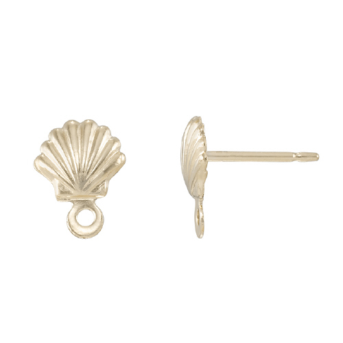 6.2 x 8.5mm Shell Post Earrings with Ring - Gold Filled