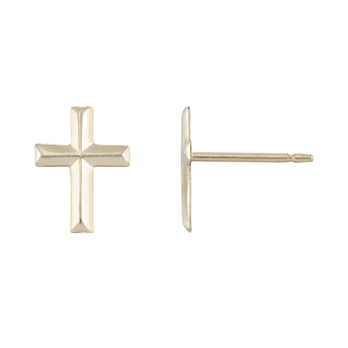 6.9 x 9.3mm Cross Post Earrings - Gold Filled