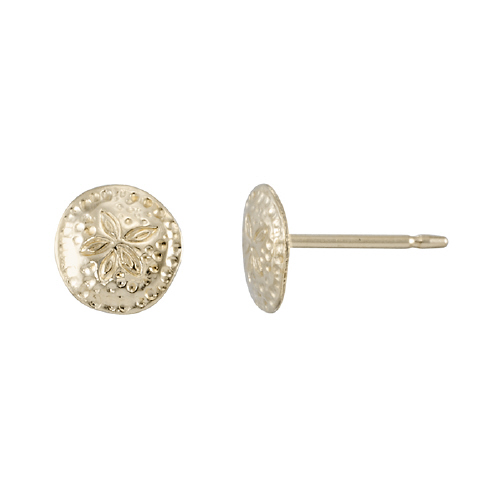 5.9mm Small Sand Dollar Post Earrings - Gold Filled