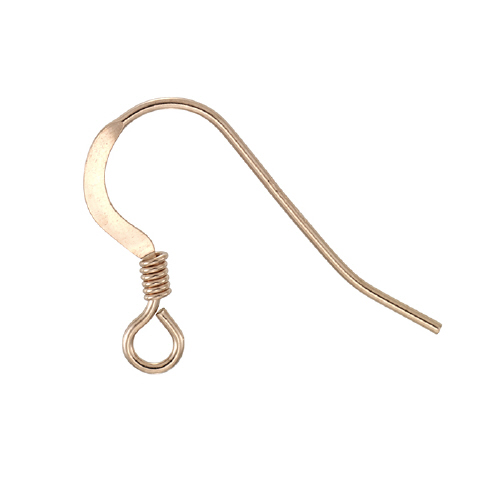 Ear Wire Flat w/Coil (0.61mm) - Rose Gold Filled