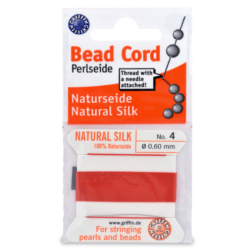 Red Silk Carded Thread with needle- Size 4