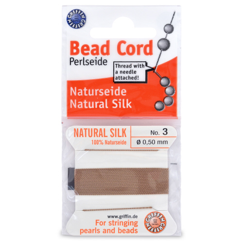 Beige Silk Carded Thread with needle- Size 3