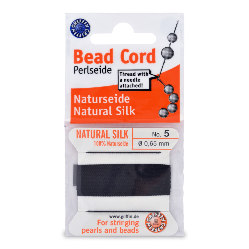 Black Silk Carded Thread with needle- Size 5