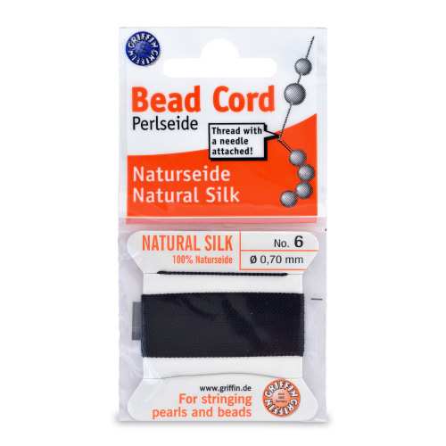 Black Silk Carded Thread with needle- Size 6