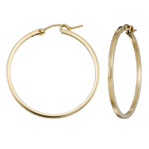 2 x 27mm Hoop Earrings - Square Wire - Gold Filled