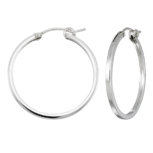 2 x 22mm Hoop Earrings -  Square Wire - Sterling Silver