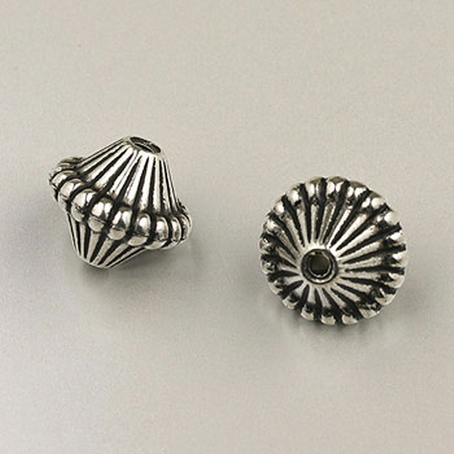 14mm Mushroom Beads (Oxi/Bright) - Silver Plated
