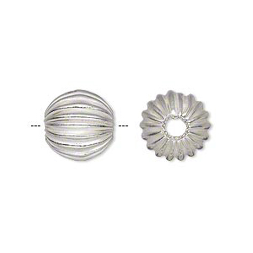 5mm Spiral Round Beads - Silver Plated