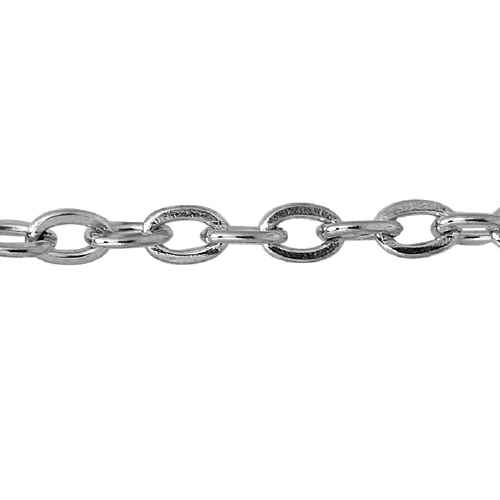 Large Flat Cable Chain - Silver Plated