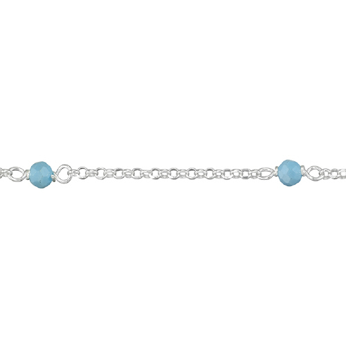 1.6mm Cable Chain with 3.5mm Turquoise Agate bead - Sterling Silver