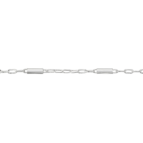 Bar Chain 1.2 x 4.7mm with 1mm drawn cable chain - Sterling Silver