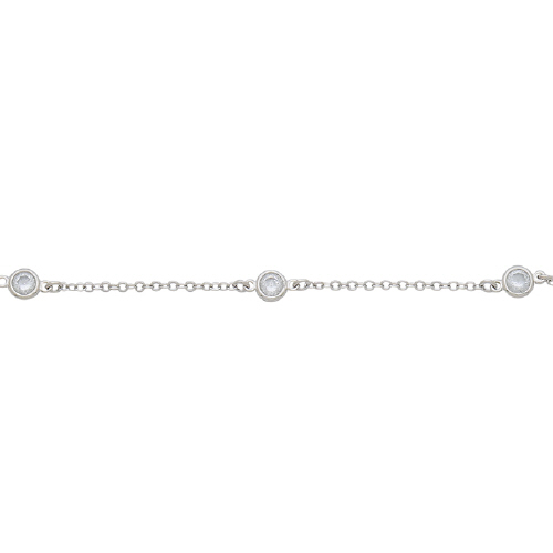 CZ Chain 1.6 x 2mm with 4mm CZ - Sterling Silver