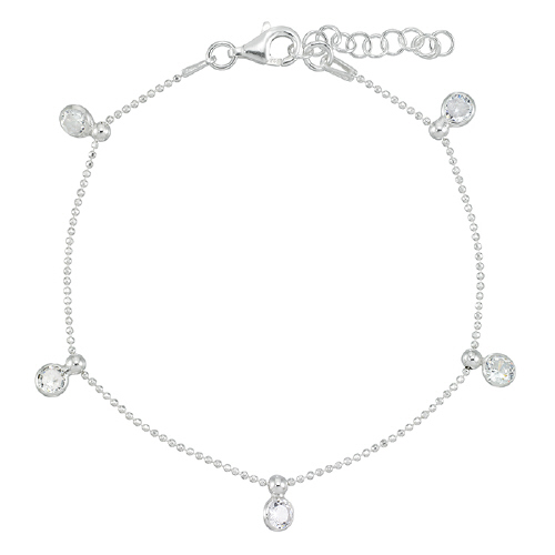 Bead Chain with dangling 4.5 x 7mm Teardrop Clear CZ  9