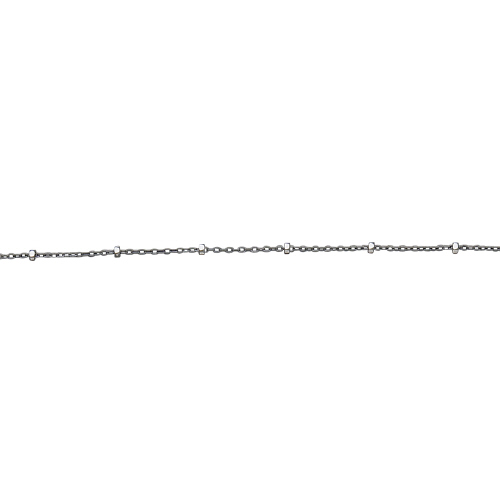 Satellite Chain with Bright Silver Diamond Cut Beads 1 x 1.2mm  - Sterling Silver Oxidized