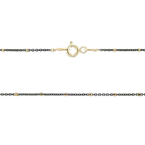 Satellite chain -  1.07mm cable chain with gold palted 8 sided diamond cut bead 18