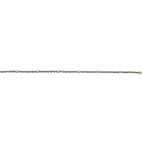 Satellite Chain with Gold Plated Diamond Cut Beads  - Sterling Silver Oxidized