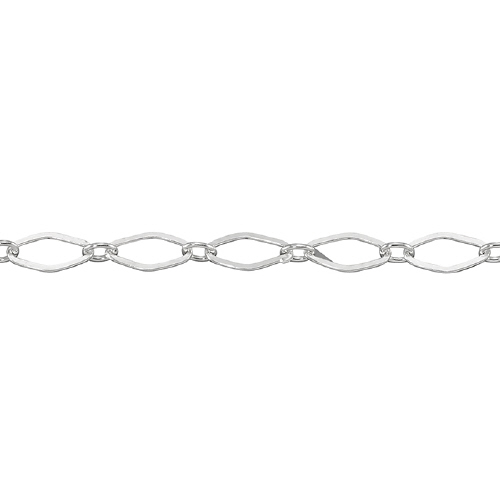 Fancy Chain 2.69 x 5.51mm - Diamond Flat with small link - Sterling Silver