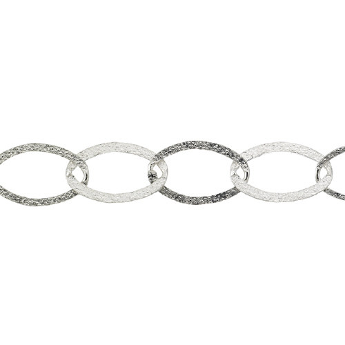 Brushed Oval Chain 10.7 x 17.3 - Sterling Silver
