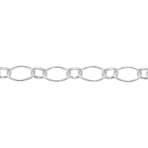 Plain Oval with link Chain 7.9 x 11.5mm - Sterling Silver