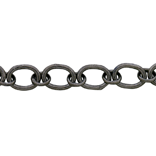 Plain oval with plain small link - Sterling Silver Oxidized
