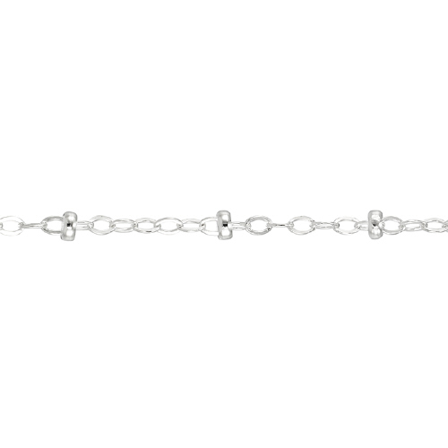 Satellite Chain  1.4 x 2.3mm with 2.2mm bead - Sterling Silver