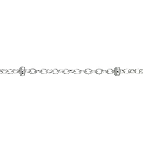 Satellite Chain 1.7 x 4.7mm with 3mm bead - Sterling Silver