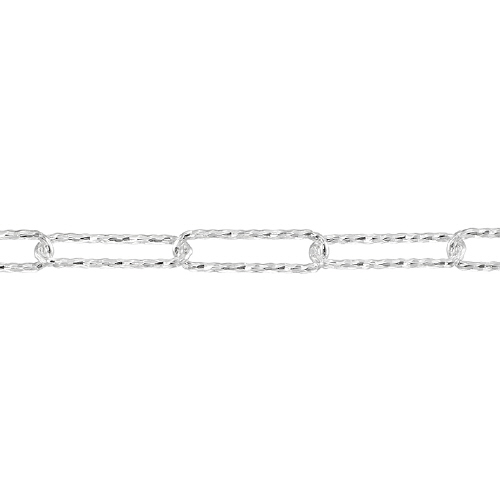 Fancy Cable/Paper Clip Chain 2.75 x 10mm with diamond cut - Sterling Silver