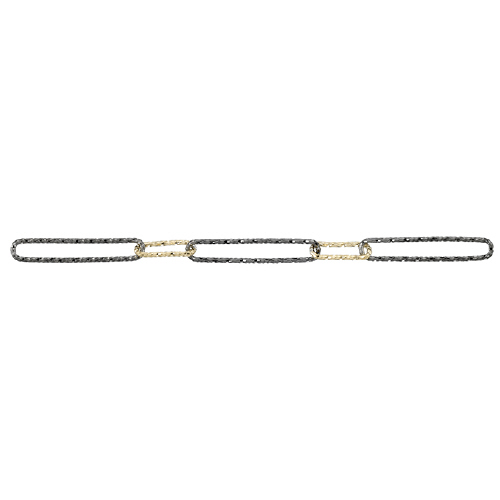 Fancy Cable Chain 4.9 x 24.8mm - Sterling Silver Black Ruthenium Plated & Gold Plated