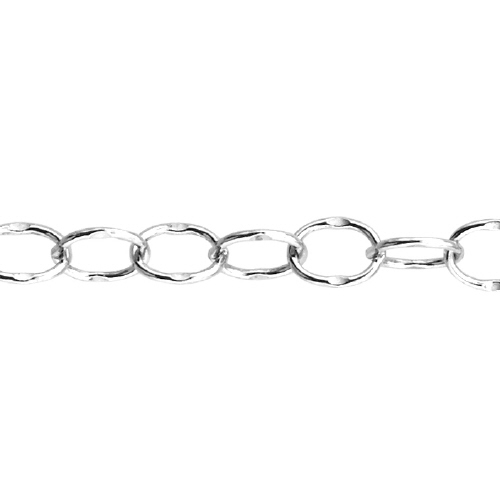 Hammered Chain 3.75 x 5mm - Sterling Silver