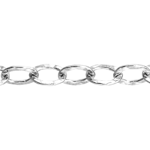 Hammered Chain 4.2 x 6.25mm - Sterling Silver