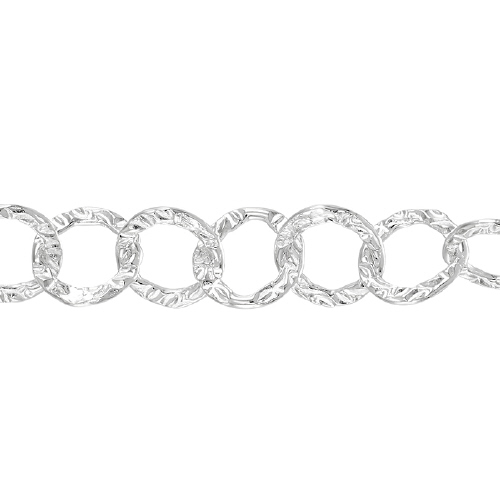 Hammered Round Chain 7.3mm - Sterling Silver Brushed Finish