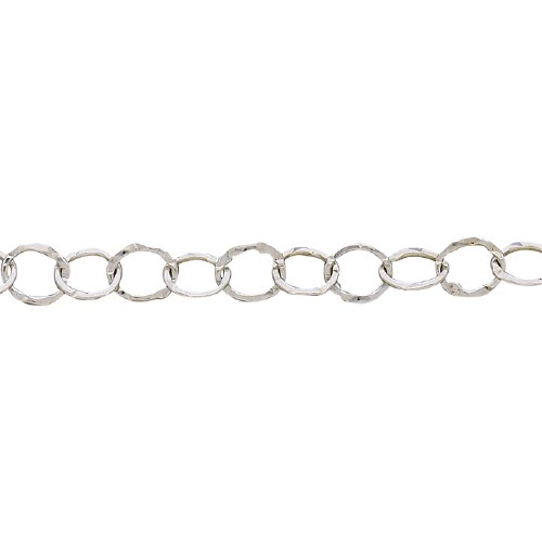 Hammered Chain 5mm - Sterling Silver