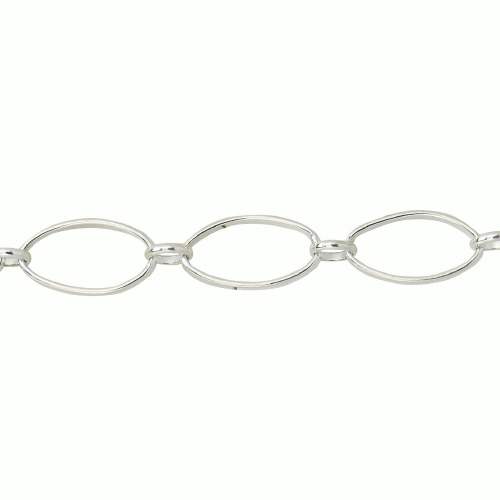 Fl Oval w P Ring Chain - Sterling Silver