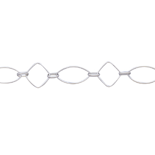 Pl Oval-link-Square Chain - Sterling Silver