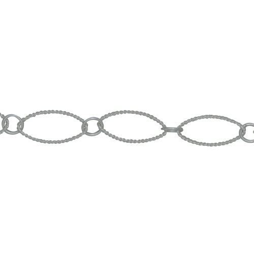 T Oval & Pl Rng Chain - Sterling Silver