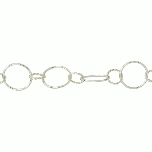 Lg Pl & Sm T Rng Chain - Sterling Silver