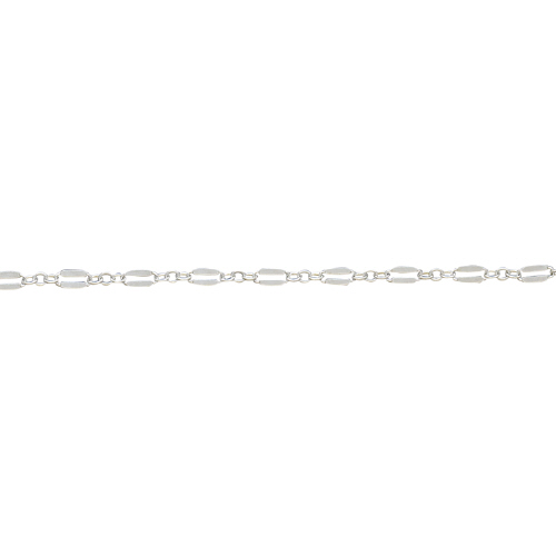 Long & Short Dapped Chain 2.06 x 4.09mm - Sterling Silver