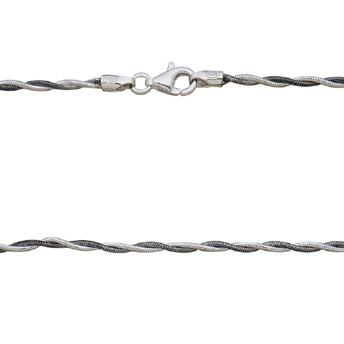 Snake Chain 0.9mm Twisted with lobster - Sterling Silver Oxidized