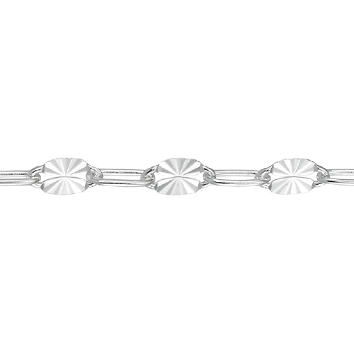 Starburst Chain 3.3 x 5mm with 2.4mm paper clip link - Sterling Silver