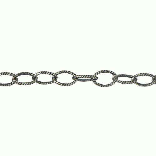 Textured Chain mm - 2.6 x 4.25mm - Sterling Silver Oxidized