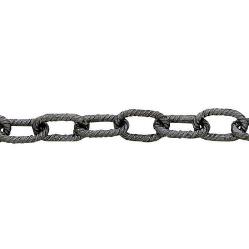 Textured oblong chain - Sterling Silver Oxidized