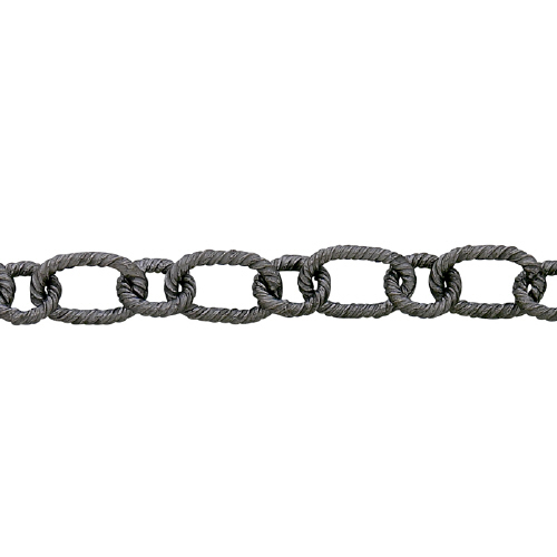 Textured oblong with textured small link chain - Sterling Silver Oxidized