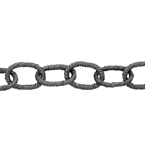 Textured oblong chain - Sterling Silver Oxidized