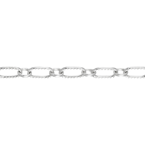 Textured Paper Clip Chain 3.3 x 6.3mm with link - Sterling Silver