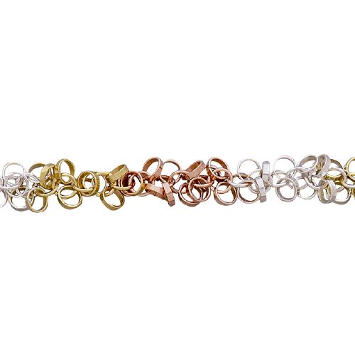 4.25mm Trilly Chain Tri Color (Silver, Gold and Rose Gold) - Sterling Silver
